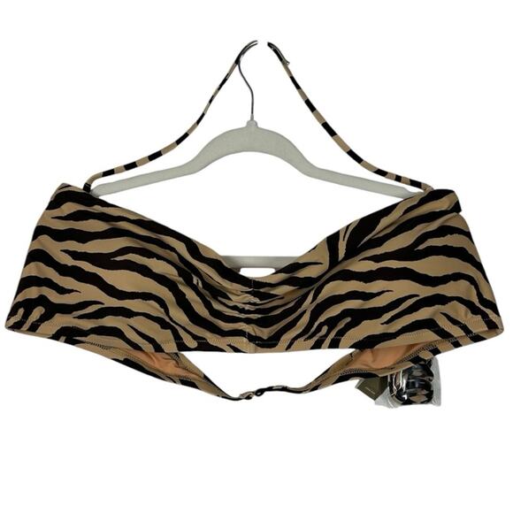 J. Crew NWT Bandeau Bikini Swim Top in Zebra Stripe Beige Brown Size 3X - Picture 4 of 13